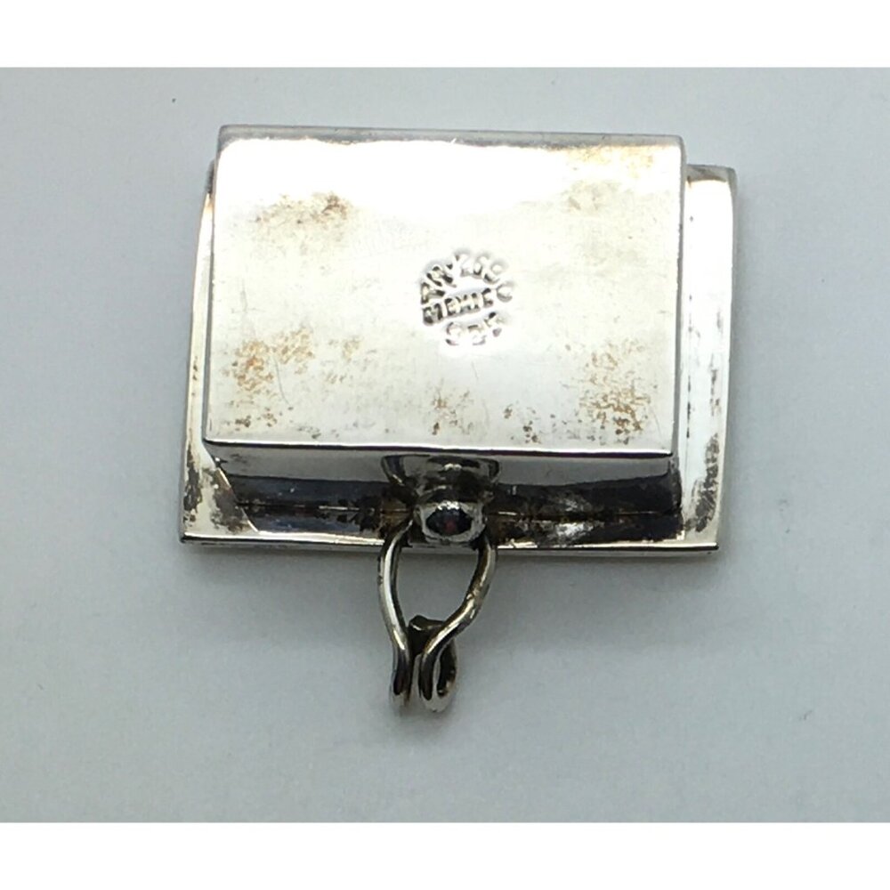Taxco Sterling Silver Abalone Snuff Pill Trinket Box Hinged 31.6 Grams Mexico - Picture 3 of 4